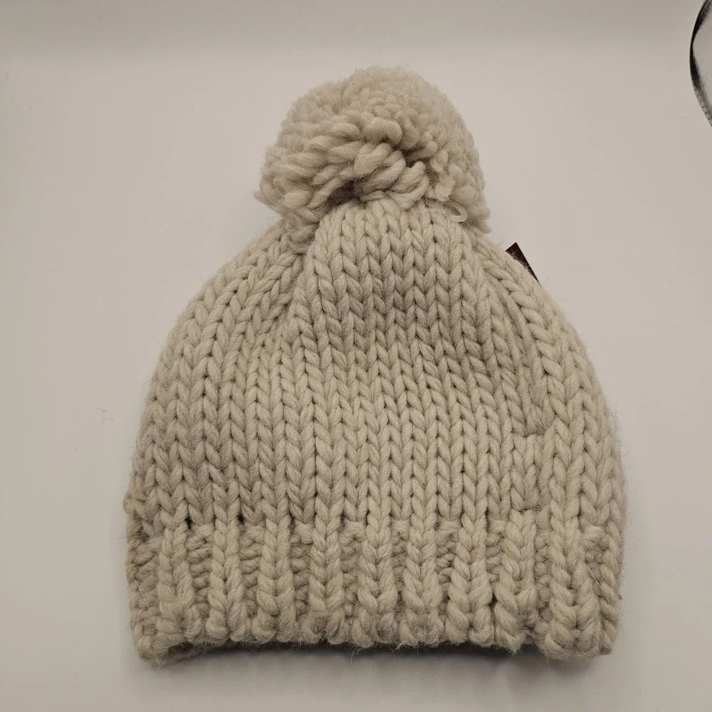 Gelso Bianco Alpaca Wool Blend Beanie OS Cream Cottagecore Floral Pom Pom Italy